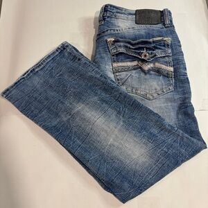 Salvage x Buckle Men Jeans 36x29 Blue Mayhem Boot Regular Fit Wash Pockets